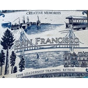 Creative Memories San Francisco Fringe Throw Blanket Vintage Retreat  67"x43"
